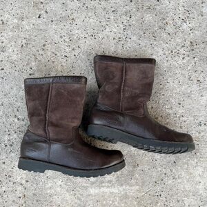 UGG Dark Brown Leather and Suede Boots